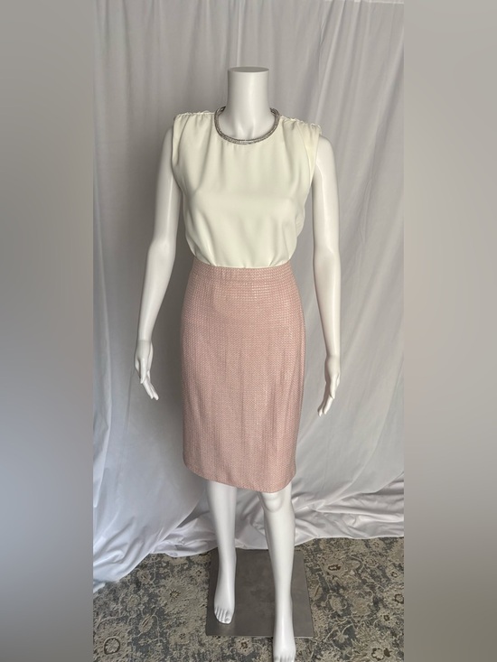 St. John Dresses & Skirts - St John Santana Knit Blush Pink Metallic Pencil Skirt Size 8 Classic
